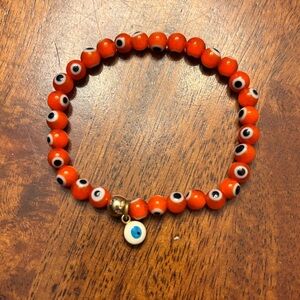 April Soderstrom Orange Evil Eye Beaded Bracelet | Stretch EUC